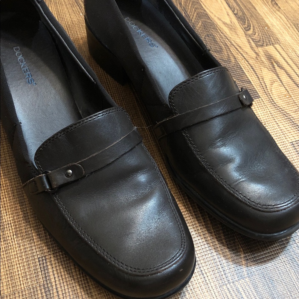 Dockers Brown  Slip-On Leather Loafers with Strap  Size 8.5